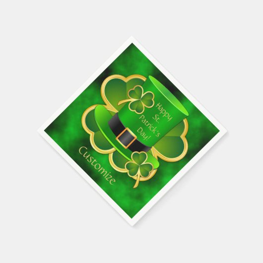 St. Patrick's Top Hat & Shamrocks Napkins Servetten (Hoek)