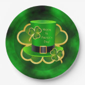 St. Patrick's Top Hat & Shamrocks Paper Borden Papieren Bordje (Voorkant)