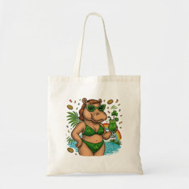 St. Patrick's Tropisch Zwembadfeest voor nijlpaard Tote Bag