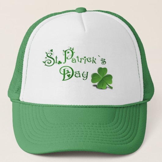 ST. Patricks Trucker Hat/Clover Pet (Voorkant)