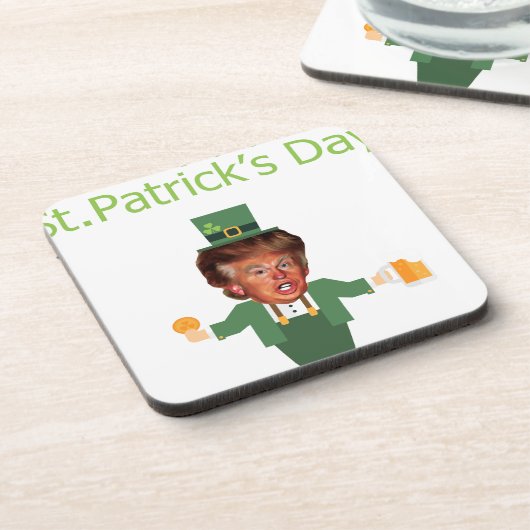 st patricks trump leprechaun bier onderzetter (Linkerzijde)