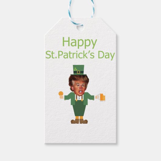 st patricks trump leprechaun cadeaulabel (Voorkant)