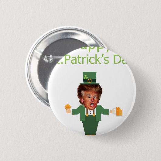 st patricks trump leprechaun ronde button 5,7 cm (Voorkant /achterkant)