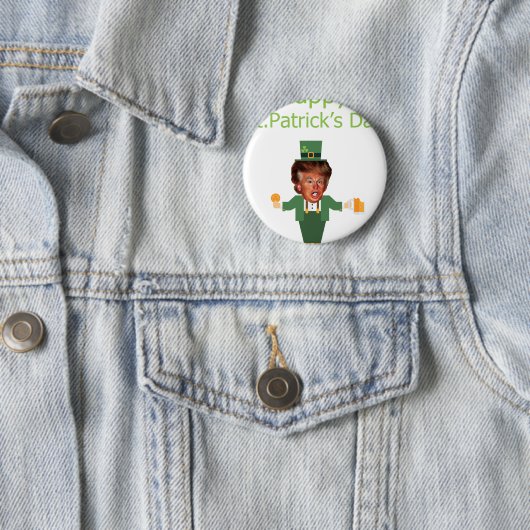 st patricks trump leprechaun ronde button 5,7 cm (In situ)