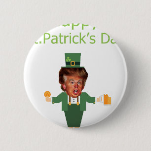 st patricks trump leprechaun ronde button 5,7 cm