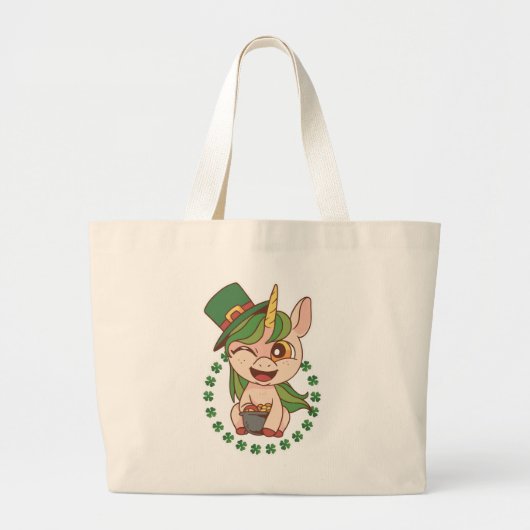 St Patricks Unicorn Grote Tote Bag (Voorkant)