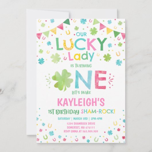 St. Patrick's verjaardagsuitnodiging Lucky Lady Pa Kaart (Voorkant)