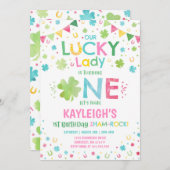 St. Patrick's verjaardagsuitnodiging Lucky Lady Pa Kaart (Voorkant / Achterkant)