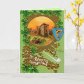 St. Patricks Vintage wenskaart Kaart (Gele Bloem)