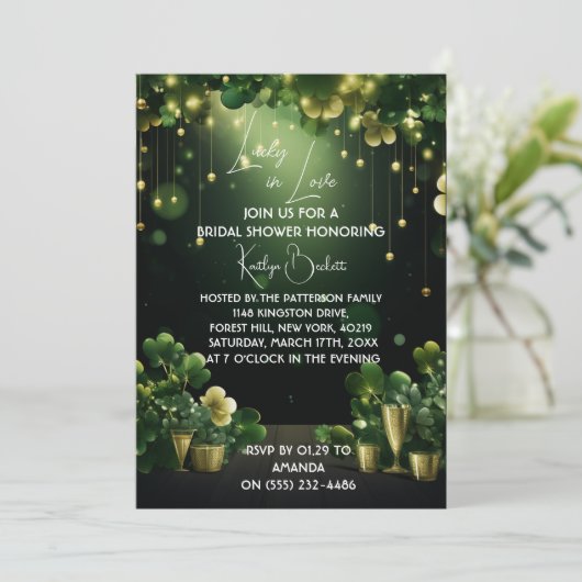 St. Patricks Vrijgezellenfeest Groene uitnodiging (Staand voorkant)