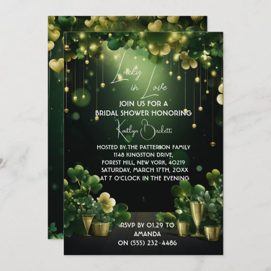 St. Patricks Vrijgezellenfeest Groene uitnodiging (Voorkant / Achterkant)