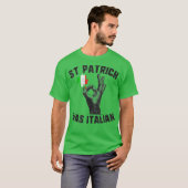 St Patricks was Italiaanse vlag met Italiaanse han T-shirt (Voorkant volledig)