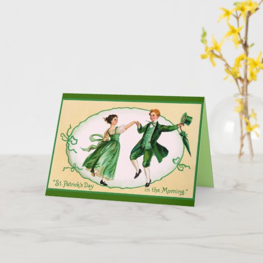 St. Patricks  wenskaart - Paar dansen Kaart (Gele Bloem)