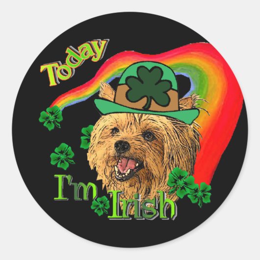 St. Patrick's Yorkshire Terrier Ronde Sticker (Voorkant)