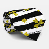 st patricks zwarte witte klaver stropdas (Opgerold)