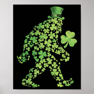 St Patricks's Patricks Day Bigfoot Sasquatch Scham Poster