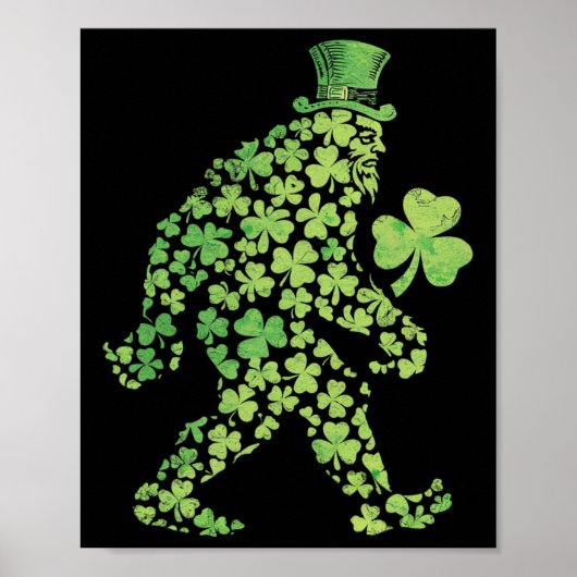 St Patricks's Patricks Day Bigfoot Sasquatch Scham Poster (Voorkant)