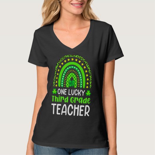 St Patricku2019s Dag Eén 3de-graad leraar luipaard T-shirt (Voorkant)