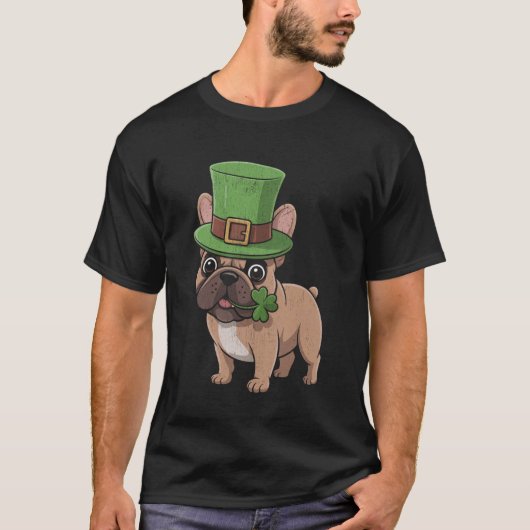 St. Patricku2019s Dag Franse Bulldog Grappig Frans T-shirt (Voorkant)