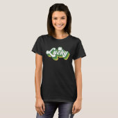 St Patricku2019s Day Lucky Word Retro Style T-shirt (Voorkant volledig)
