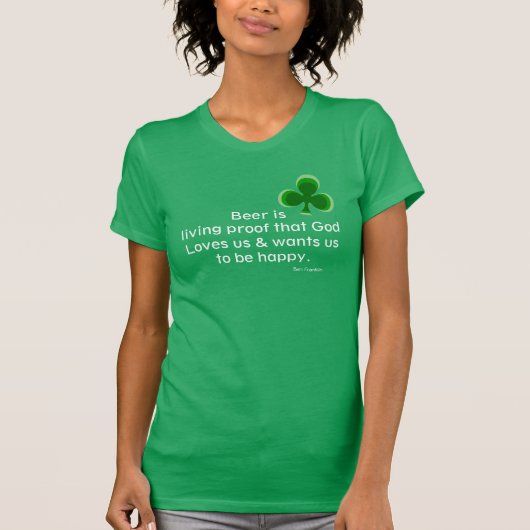 St.Patric's dag grappige bierquote & shamrock T-shirt (Voorkant)