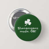 St. Patric's Day, grappige tekst, shamrock Button (Voorkant /achterkant)