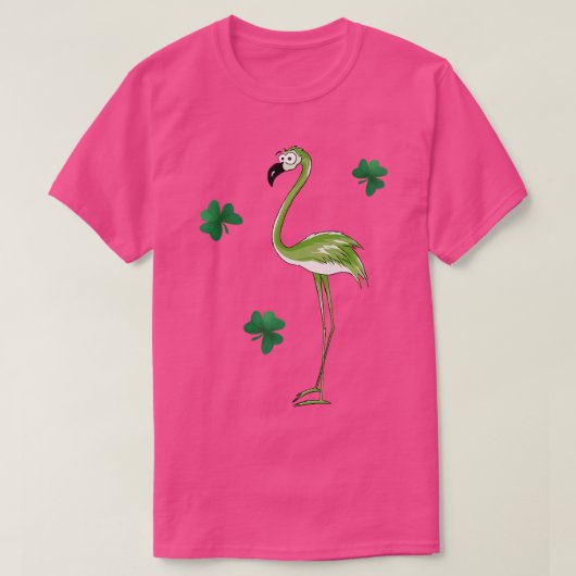 St. Pats Day Green Irish Flamingo Lucky Shamrocks T-shirt (Design voorkant)