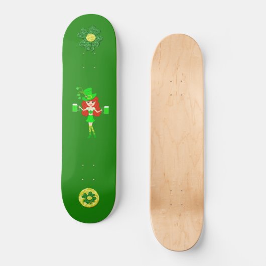 St. Pat's Day Redhead Girl Leprechaun Skateboard (Voorkant)