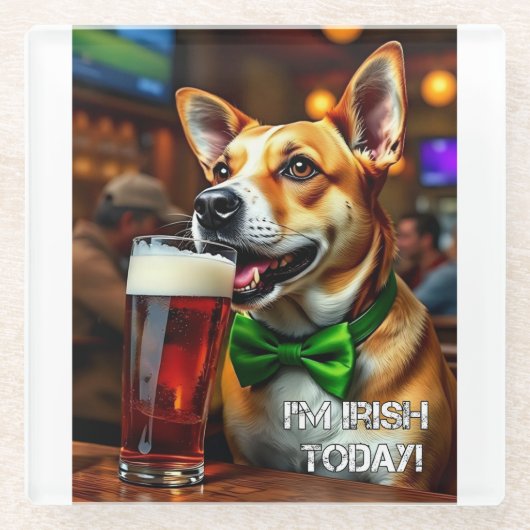St. Pat's Dog Glazen Onderzetter (Voorkant)