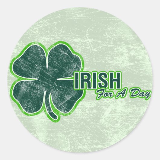 St. Pats ‘Irish for a day’ Shamrock Grunge Sticker (Voorkant)