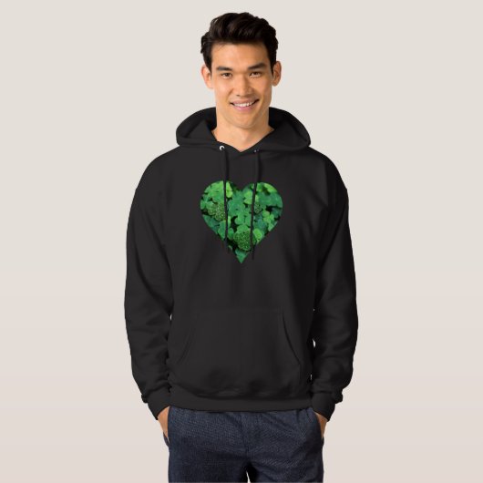 St. Patties day green shamrock Irish hearts Hoodie (Voorkant volledig)