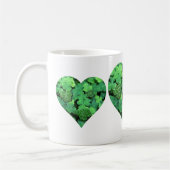 St. Patties day, groene shamrock, Ierse harten Koffiemok (Links)