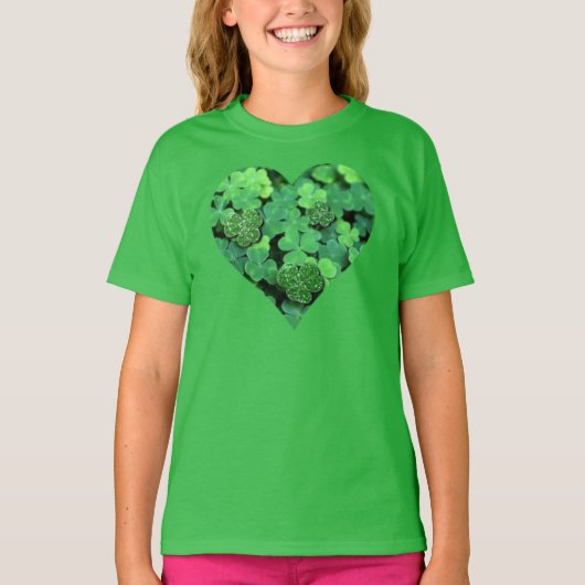 St. Patties day, groene shamrock, Ierse harten T-shirt (Voorkant)