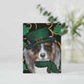 St. Patty Australian Shepherd Briefkaart (Staand voorkant)