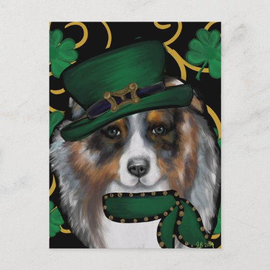 St. Patty Australian Shepherd Briefkaart (Voorkant)