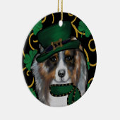 St. Patty Australian Shepherd Keramisch Ornament (Rechts)