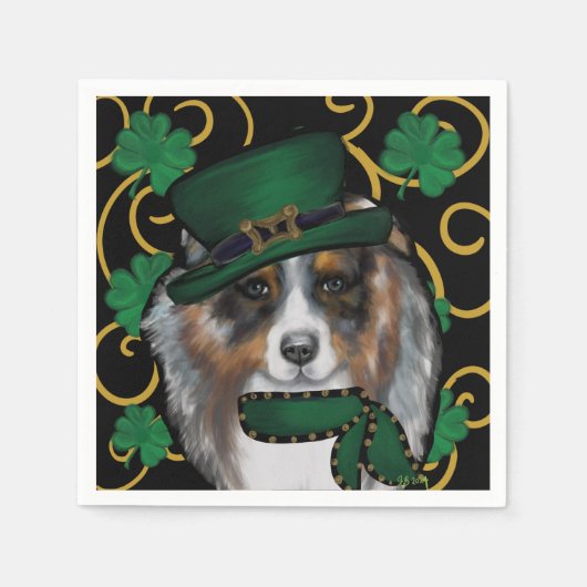 St. Patty Australische Herdershond Servet (Voorkant)