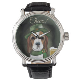 St. Patty Beagle Dog Horloge