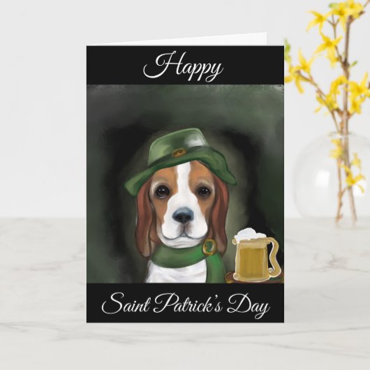 St. Patty Beagle Dog Kaart (Gele Bloem)