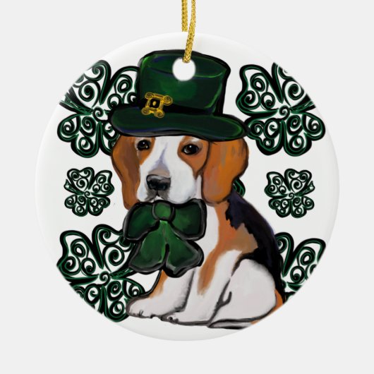 St. Patty Beagle Keramisch Ornament (Voorkant)