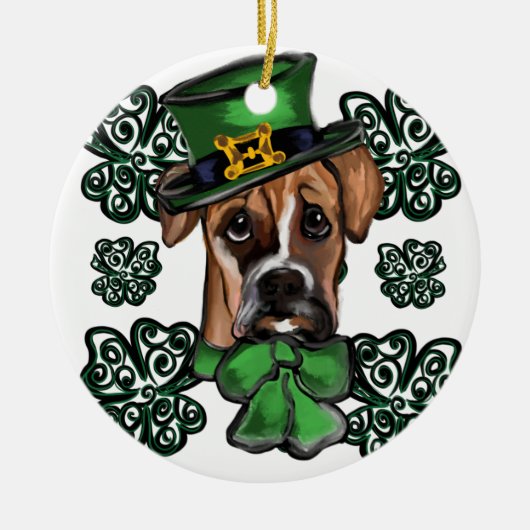 St. Patty Boxer Hond Keramisch Ornament (Voorkant)