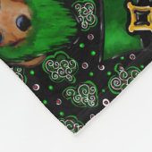 St. Patty Doxie Art Design Fleece Deken (Hoek)