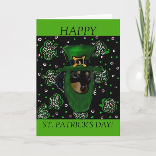 St. Patty Doxie Art Design Kaart (Voorkant)