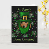 St. Patty Doxie Greeting Kaart (Gele Bloem)