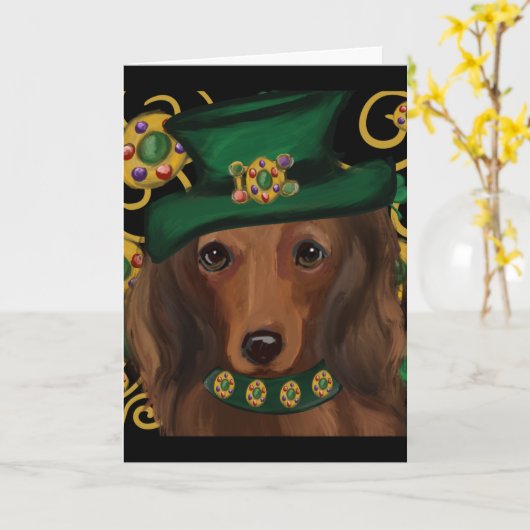 St.Patty Doxie Kaart (Gele Bloem)