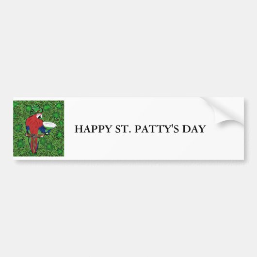 St Patty Papegaai Bumpersticker (Voorkant)