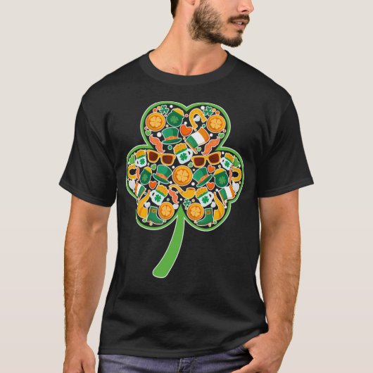 St. Patty Shirt Four Clover Leaf Pot of Gold (Voorkant)
