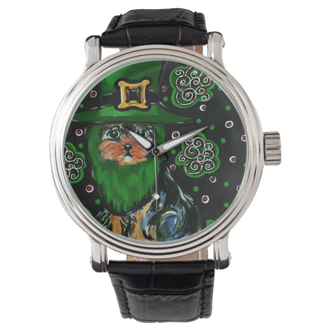 St. Patty Yorkie Poo Horloge (Voorkant)
