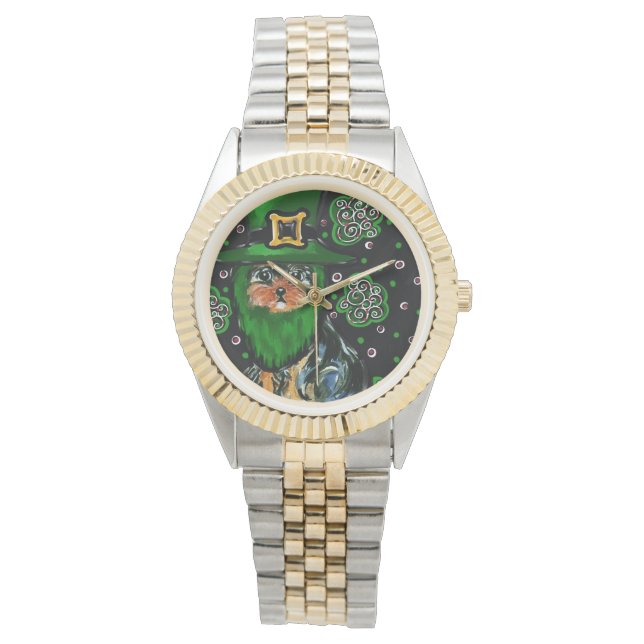 St. Patty Yorkie Poo Horloge (Voorkant)