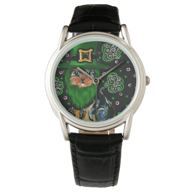 St. Patty Yorkie Poo Horloge (Voorkant)